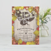 Thanksgiving Dinner Turkey Pumpkins & Fall Leaves Kaart (Staand voorkant)