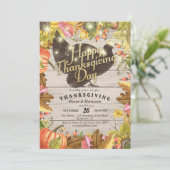 Thanksgiving Dinner Turkey Pumpkins & Fall Leaves Kaart (Staand voorkant)