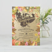 Thanksgiving Dinner Turkey Pumpkins & Fall Leaves Kaart (Staand voorkant)
