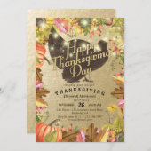 Thanksgiving Dinner Turkey Pumpkins & Fall Leaves Kaart (Voorkant / Achterkant)