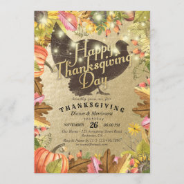 Thanksgiving Dinner Turkey Pumpkins & Fall Leaves Kaart