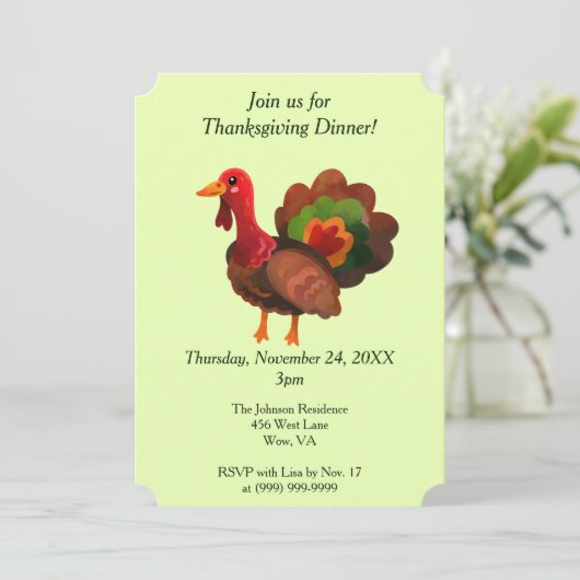 Thanksgiving Dinner Turkey Uitnodiging (Staand voorkant)