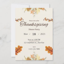 Thanksgiving Dinner Uitnodiging