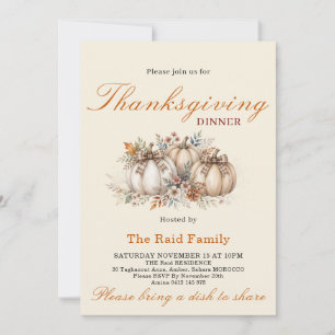 Thanksgiving Dinner Uitnodiging - Boho Pompoenen