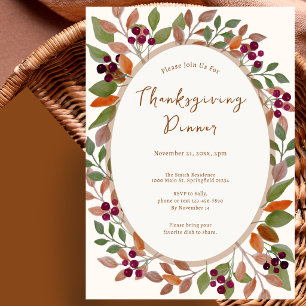 Thanksgiving Dinner Uitnodiging Herfstbladeren