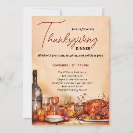Thanksgiving Dinner uitnodiging met herfstfeest