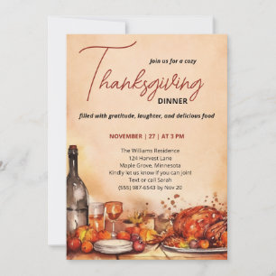 Thanksgiving Dinner uitnodiging met herfstfeest