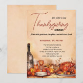 Thanksgiving Dinner uitnodiging met herfstfeest (Voorkant / Achterkant)