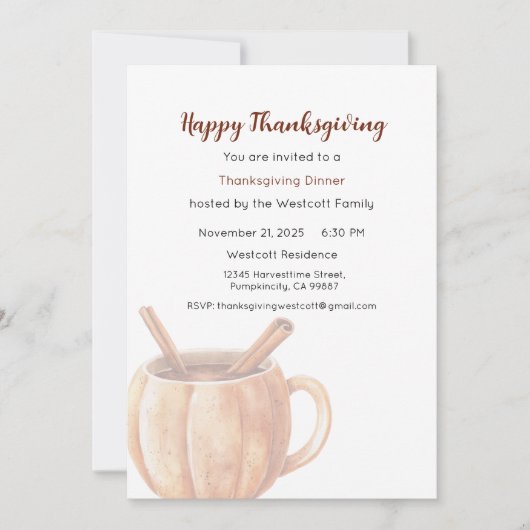Thanksgiving Dinner Uitnodiging, Thanksgiving Kaart (Voorkant)