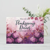 Thanksgiving Dinner Uitnodiging Waterverf Pompoene (Staand voorkant)