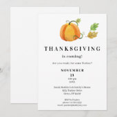 Thanksgiving Dinner Waterverf Pompoen- Wit Kaart (Voorkant / Achterkant)