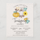 Thanksgiving Dinner Witte Glitter Pompoen Budget Flyer (Voorkant)