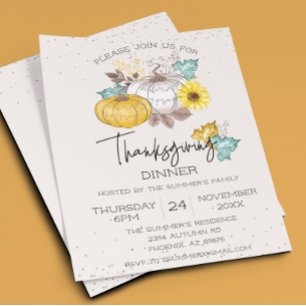 Thanksgiving Dinner Witte Glitter Pompoen Budget Flyer