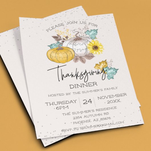 Thanksgiving Dinner Witte Glitter Pompoen Budget Flyer