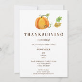 Thanksgiving Dinnerlijke Waterverf Pompoen-White-B Kaart (Voorkant)