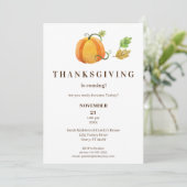 Thanksgiving Dinnerlijke Waterverf Pompoen-White-B Kaart (Staand voorkant)