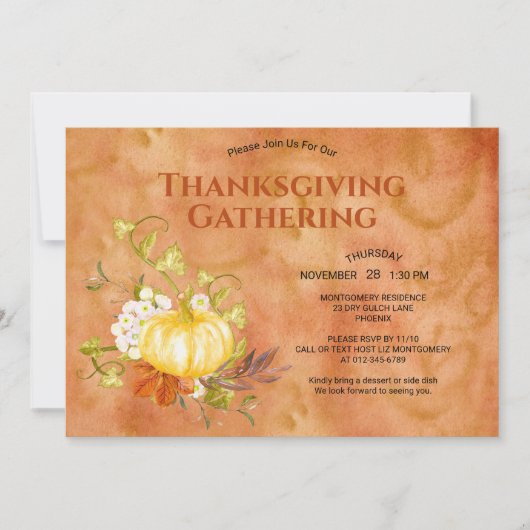 Thanksgiving Dinnerlijke Waterverf Pompoenen Kaart (Voorkant)