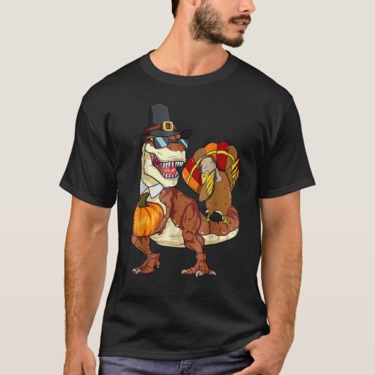 Thanksgiving Dinosaur Dabbing Turkey T-shirt (Voorkant)
