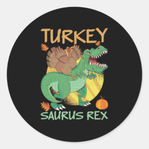 Thanksgiving Dinosaur prehistor van de  Saurus Rex Ronde Sticker