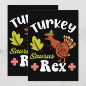 Thanksgiving Dinosaur Turkije Kind Kaart (Voorkant / Achterkant)