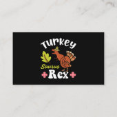 Thanksgiving Dinosaur Turkije Kind Visitekaartje (Achterkant)
