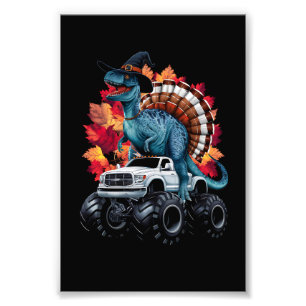 Thanksgiving Dinosaurus T-Rex Monster Truck Foto Afdruk