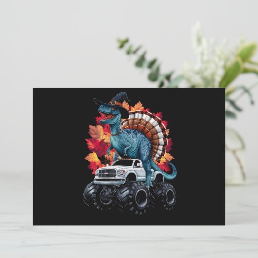 Thanksgiving Dinosaurus T-Rex Monster Truck Kaart (Staand voorkant)