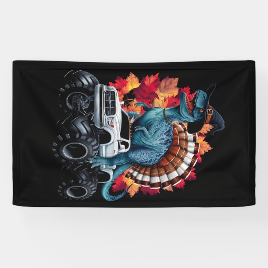 Thanksgiving Dinosaurus T-Rex Monster Truck Spandoek (Horizontaal)