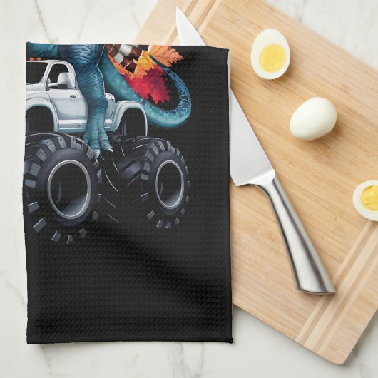 Thanksgiving Dinosaurus T-Rex Monster Truck Theedoek (Quarter Fold)