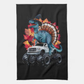 Thanksgiving Dinosaurus T-Rex Monster Truck Theedoek (Verticaal)