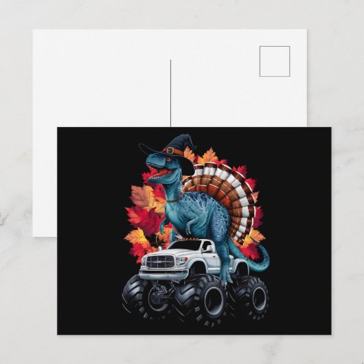 Thanksgiving Dinosaurus T-Rex Monstertruck Briefkaart (Voorkant / Achterkant)