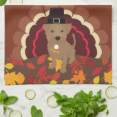Thanksgiving Dog Turkije met Pie Kitchen Towel Theedoek (Gevouwen)