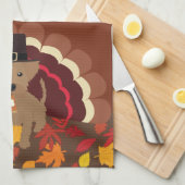 Thanksgiving Dog Turkije met Pie Kitchen Towel Theedoek (Quarter Fold)