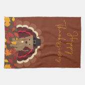 Thanksgiving Dog Turkije met Pie Kitchen Towel Theedoek (Horizontaal)