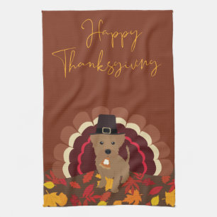 Thanksgiving Dog Turkije met Pie Kitchen Towel Theedoek