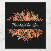 Thanksgiving Donkere Oranje Herfst Wijn Etiket (Enkel label)