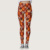 Thanksgiving donuts en koffie Herfst bruin Leggings (Voorkant)