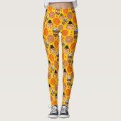 Thanksgiving donuts en koffie Herfst geel Leggings (Voorkant)