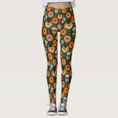 Thanksgiving donuts en koffie Herfst groen Leggings (Voorkant)