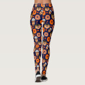Thanksgiving Donuts en Koffie Herfst Navy Blue Leggings (Achterkant)