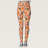 Thanksgiving donuts en koffie Herfst Oranje strepe Leggings (Voorkant)