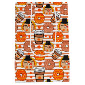 Thanksgiving donuts en koffie Herfst Oranje strepe Medium Cadeauzakje (Achterkant)