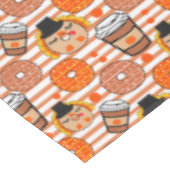 Thanksgiving donuts en koffie Herfst Oranje strepe Tafelkleed (Gekanteld)