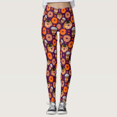 Thanksgiving Donuts en Koffie Herfst Paarse Leggings (Voorkant)