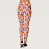 Thanksgiving donuts en koffie Herfst roze Leggings (Achterkant)