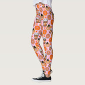Thanksgiving donuts en koffie Herfst roze Leggings (Links)