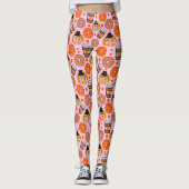 Thanksgiving donuts en koffie Herfst roze Leggings (Voorkant)