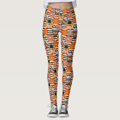 Thanksgiving donuts en koffie Herfst zwarte strepe Leggings (Voorkant)