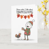 Thanksgiving Doodle Card with Coffee & Turkey Kaart (Gele Bloem)
