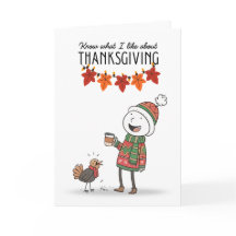 Thanksgiving Doodle Kaart met Koffie & Kalkoen